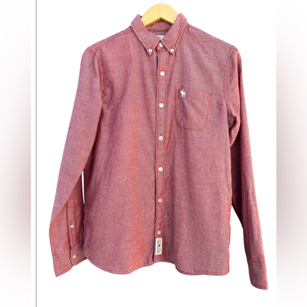 Abercrombie & Fitch Kids Boys Size 15/16 Red Button-Down Long Sleeve Soft  Shirt